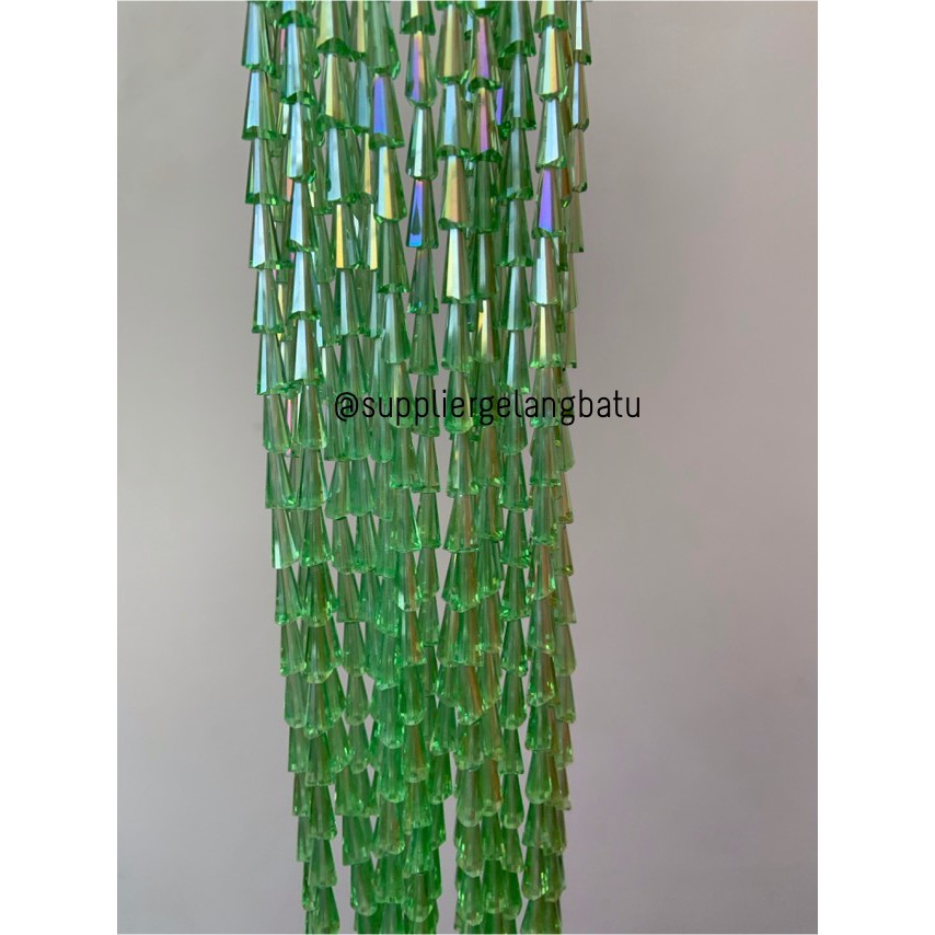 kristal terompet 12 x 8mm soft green quartz crystal rajut bahan PAGODA