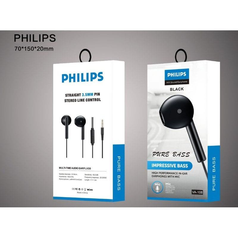 Headset PHILIPS VA-108 PURE BASS Handsfree PHILIPS VA108 PUREBASS Earphone PHILIPS VA-108 PURE BASS