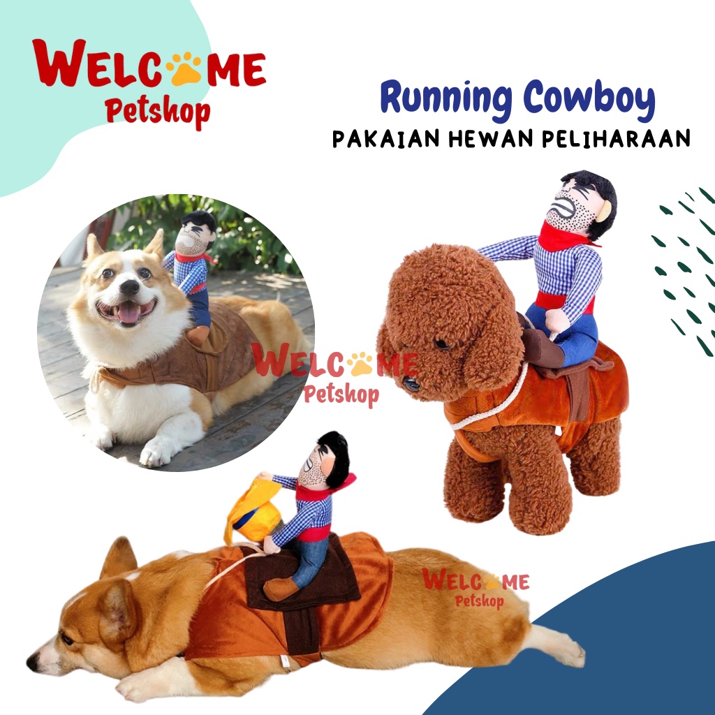 Running Cowboy Pakaian Baju Kostum Anjing Kucing Koboi Lucu