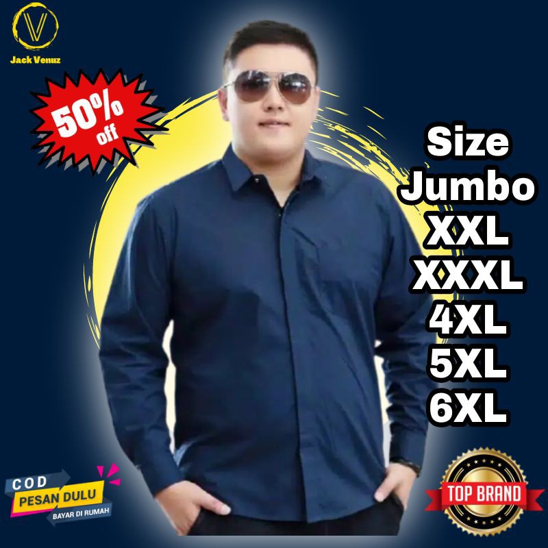 KEMEJA JUMBO PRIA LENGAN PANJANG BAJU POLOS COWOK WARNA LENGKAP