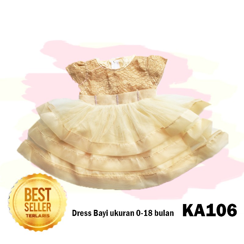 Baju Bayi Perempuan Gaun Balita Dress Bayi 0- 18 bulan Princess Ulang Tahun Pesta Brukat Promo KA106