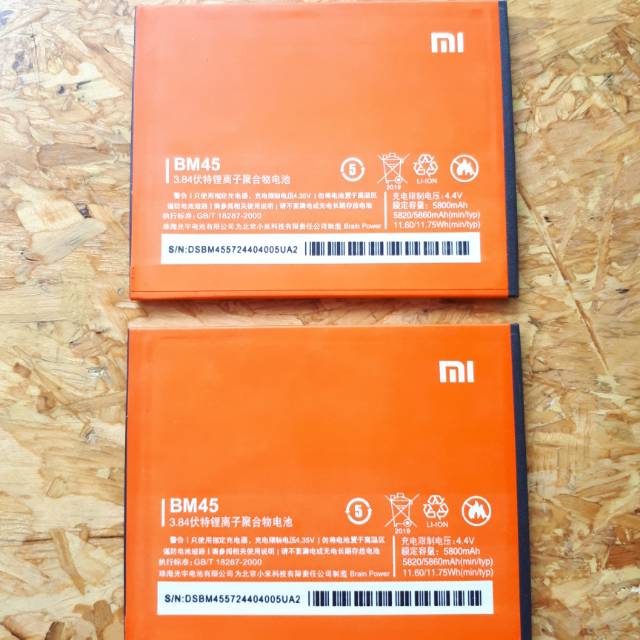Baterai batre xiaomi bm45 bm 45 redmi note 2 note2