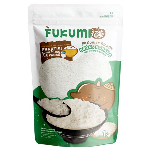 (Satuan) FUKUMI Beras Putih Porang Konjac Konjak Rice Diet Sehat 1 Kg 1Kg Halal