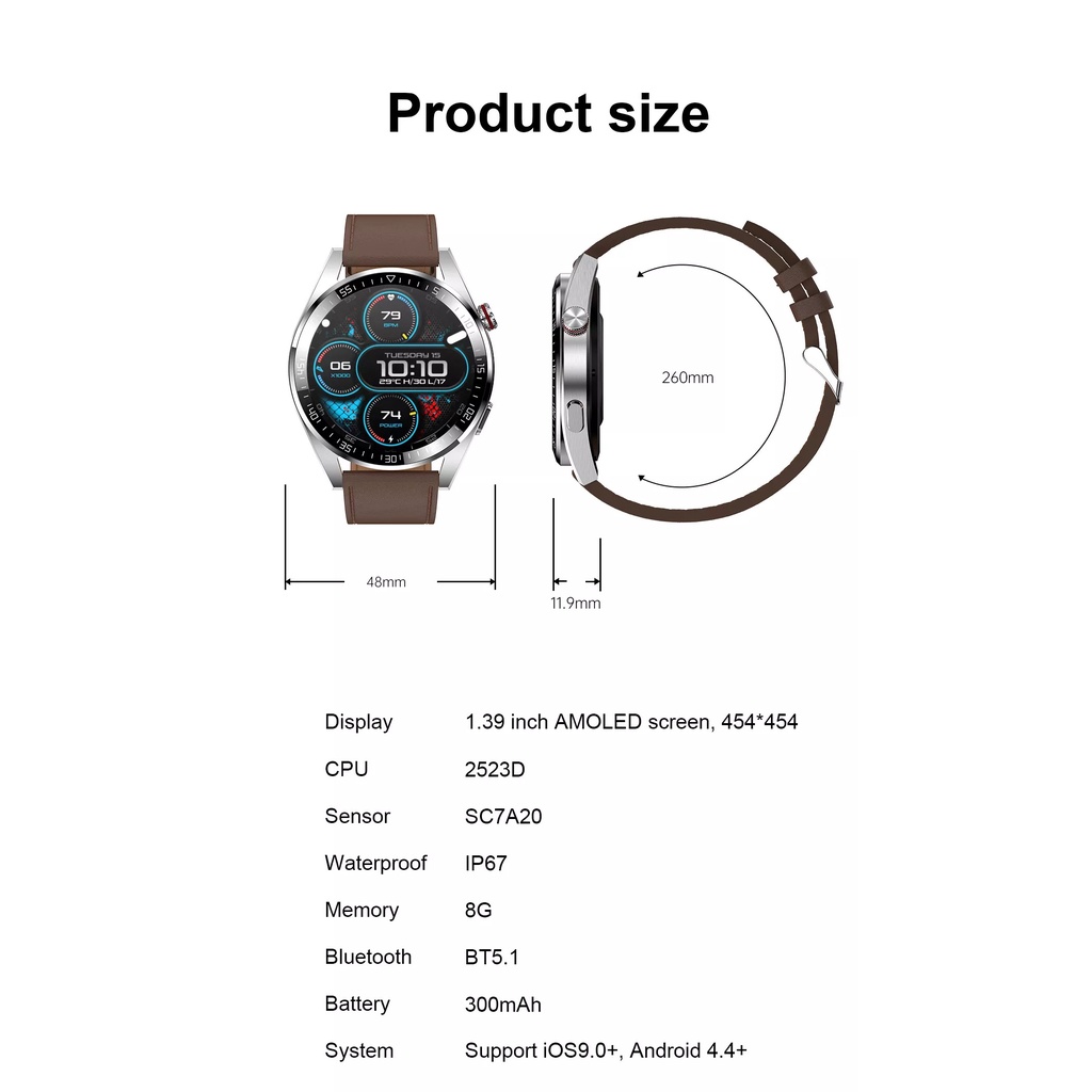 Z30 Smartwatch AMOLED AOD 8GB Bluetooth Call 1.39inch Watch Sport Always On Display Z18 Upgrade