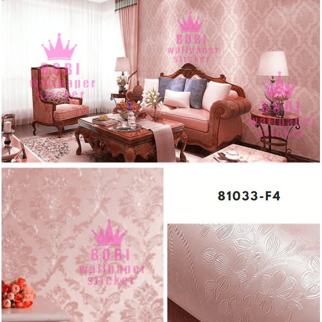 Wallpaper Sticker Motif Batik Samar Pink 81033-F4 / Wallpaper New 2020 / Ukuran 9mx45cm