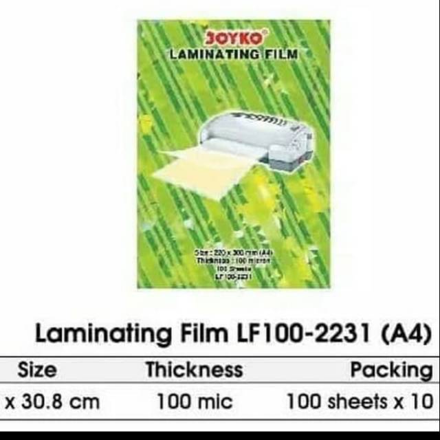 PLASTIK LAMINATING FILM A4 ( A4 ) JOYKO GROSIR TERMURAH ( COVER HIJAU )