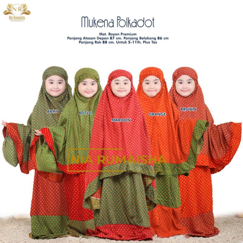 MUKENA ANAK POLKADOT ORI NIA RUMAISHA