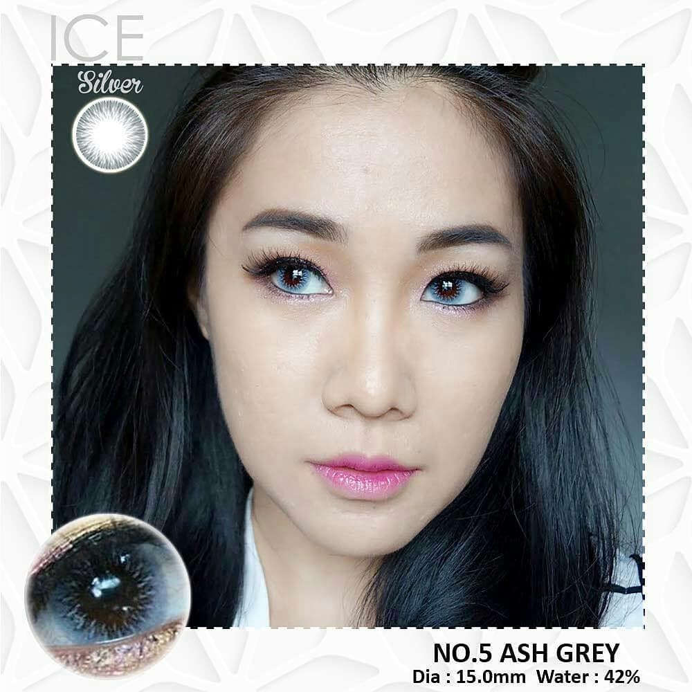 Softlens Ice Silver DIA 15.00mm NORMAL &amp; MINUS LIGHT GREY CLOUDY GREY -0.25 s/d -3.00 / Softlense/Lensa  Kontak/BS