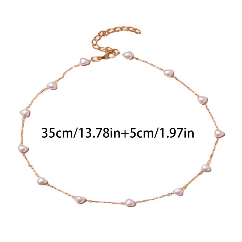 Kalung Rantai Klavikula Hias Mutiara Bentuk Hati Untuk Wanita