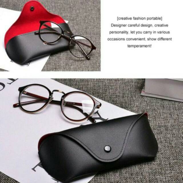Kotak Kacamata  Durable PU Leather Glasses Case Sunglasses 