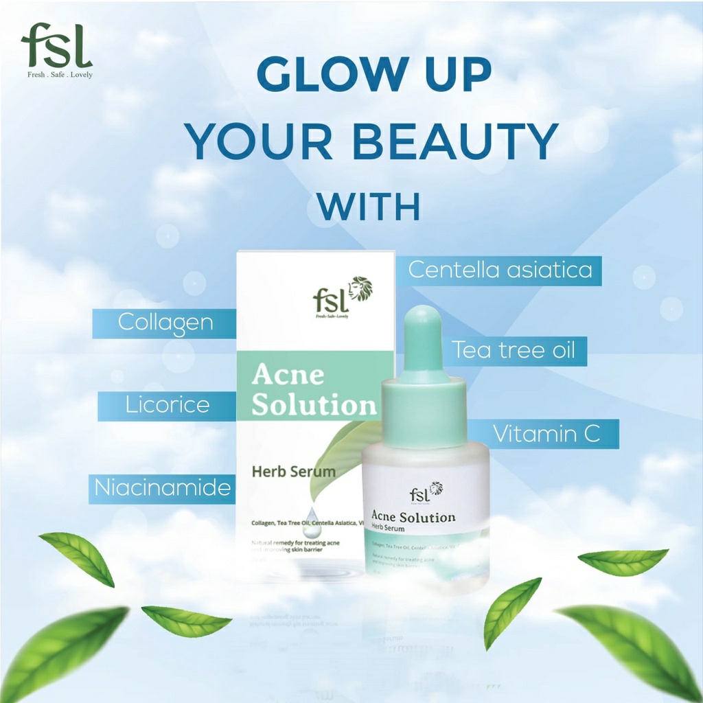 FSL Acne Solution Herb Serum Skincare Kolagen Serum Atasi Jerawat