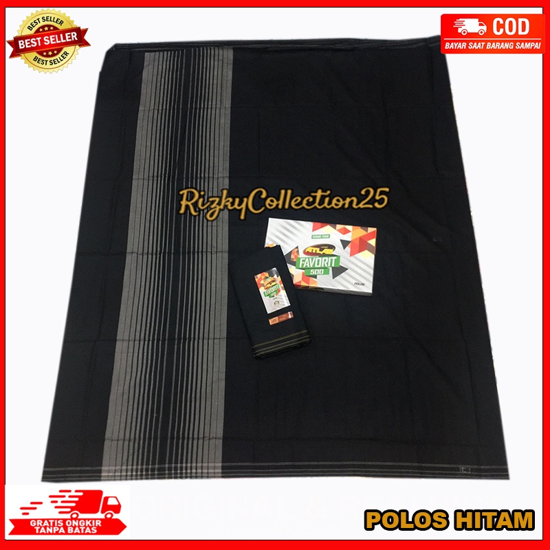 SARUNG TENUN ATLAS KHUSUS POLOS HITAM/ SARUNG ATLAS MOTIF TERBARU/ SARUNG MURAH FAVORIT 500