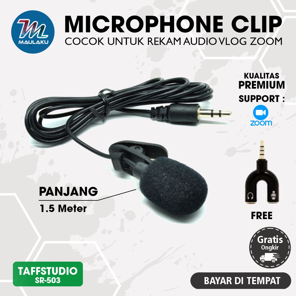 Mic Clip On Audio Splitter Smule Zoom Lavalier Microphone Audio Jack 3.5mm