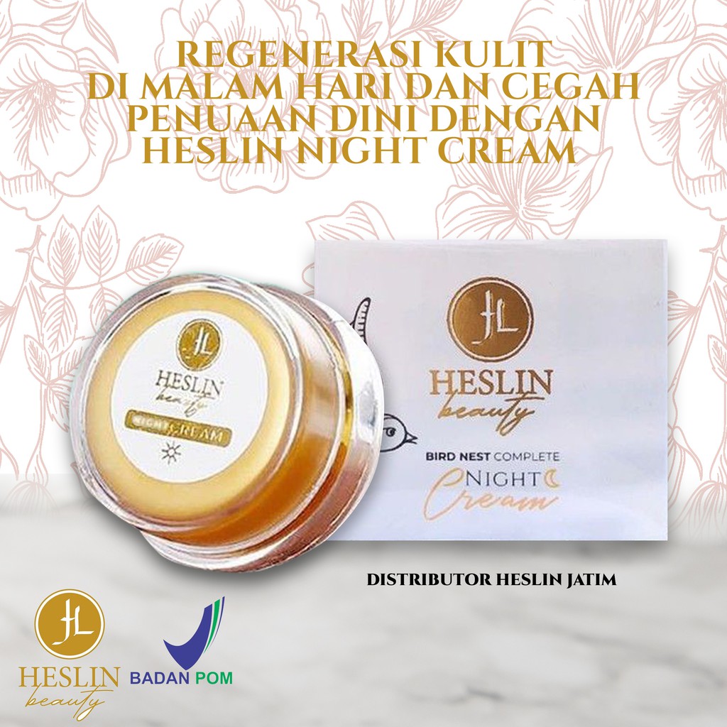 HESLIN BEAUTY NIGHT CREAM Skincare Bird Nest Krim Malam Wajah BPOM Aman Busui dan Bumil