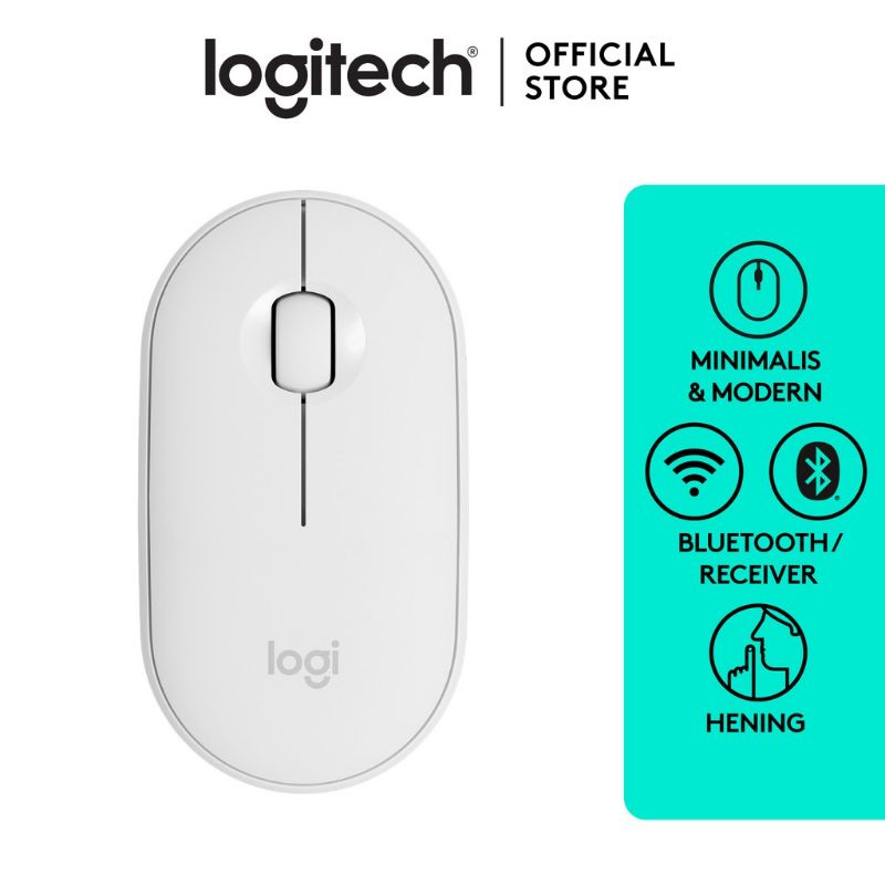 Logitech Pabble M350 Mouse wireless dan Bloutot Untuk Windows, Mac, Chrome OS