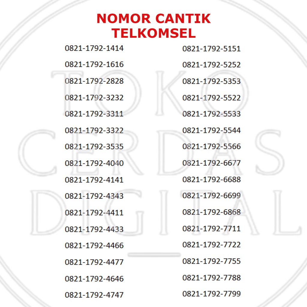 KARTU PERDANA TELKOMSEL NOMOR HP CANTIK TERBARU - ANGKA DOUBLE BAGUS  HOKI