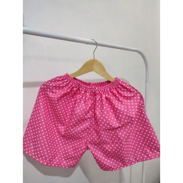CELANA KOLOR | CELANA SANTAI | CELANA MURAH | GROSIR CELANA PENDEK BOXER PRIA / WANITA DEWASA-Polka pink