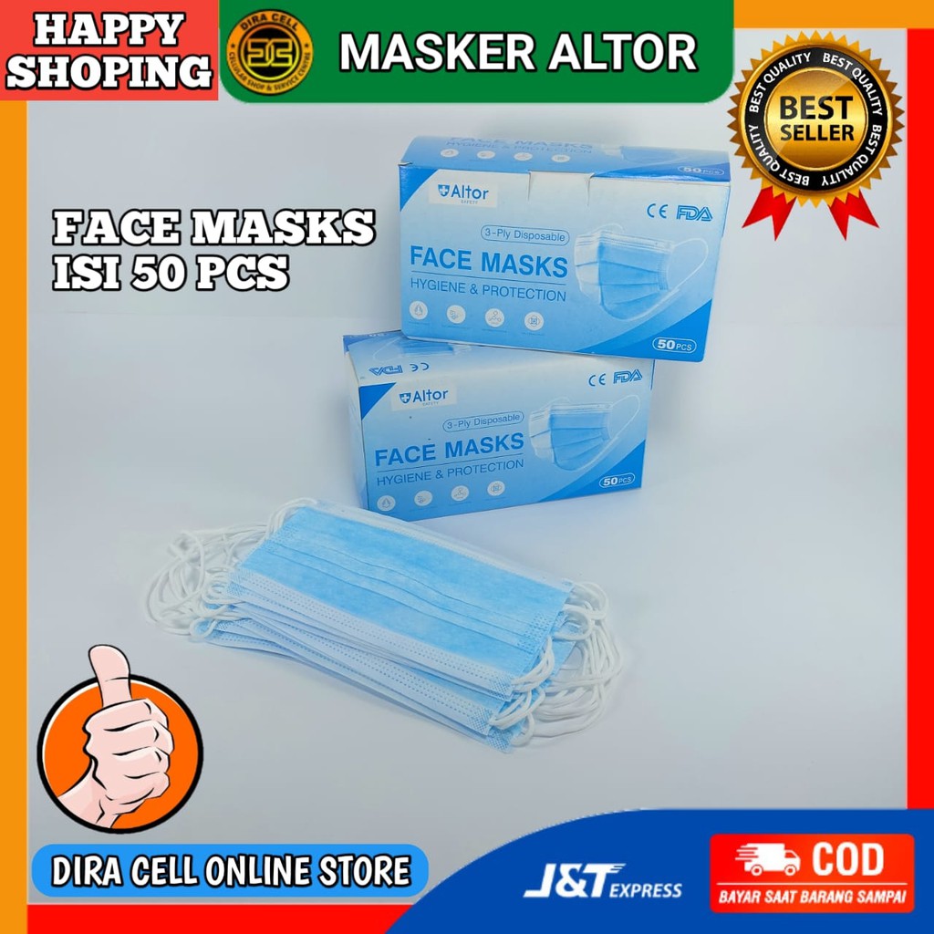 Masker Disposable Face Mask Altor Terbaru Satu Kotak Isi 50PCS Warna Biru