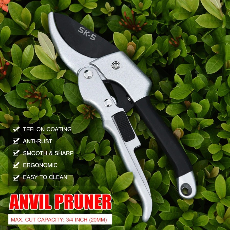 Gunting Taman Ranting Tumbuhan Bunga Garden Pruning Scissors - SKS-5 - SIlver