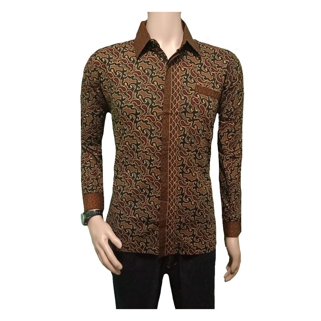 BSWART BATIK HRB026 Kenongo Hem Pendek Padi Pekalongan M L XL Batik Pria MURAH