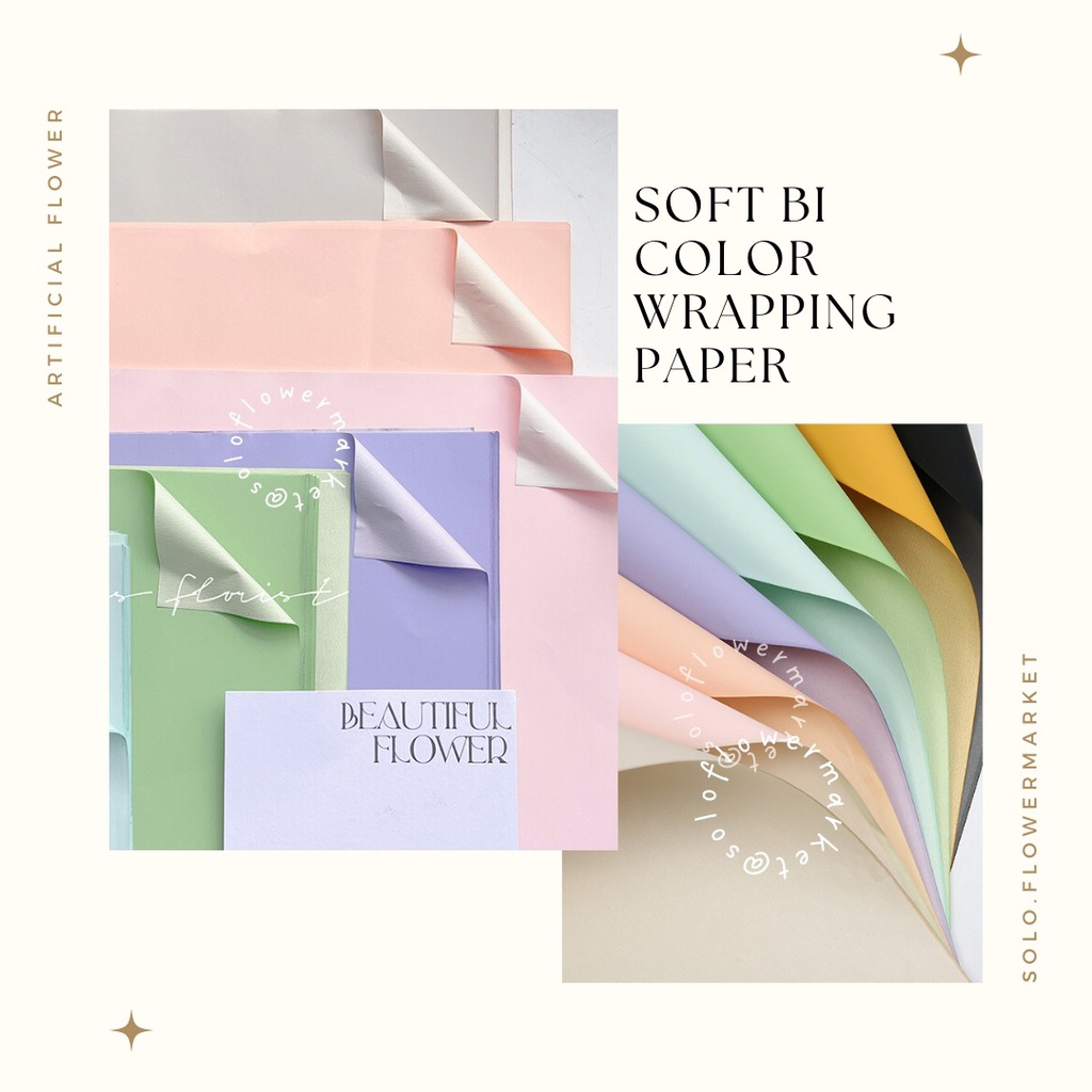 

SOFT BI COLOR PASTEL FLOWER WRAPPING CELLOPHANE 2 TONE DUA WARNA KERTAS BUKET BUNGA FLORAL WRAPPING BUKET CRAFT PAPER GIFT PAPER KERTAS BUNGA FLORIST WATERPROOF PAPER NON WOVEN PAPER PASTEL PAPER BUKET WISUDA MONEY BOUQUET KERTAS MOTIF WARNA GOLD