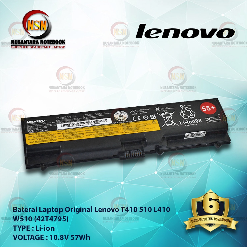 Baterai Original Lenovo T410/42T4795 510 L410 W510 55+