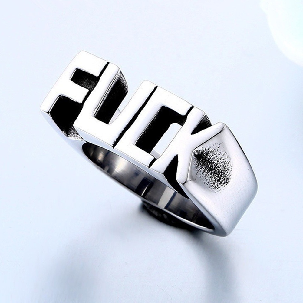 Hu Hu Hu Hu Hu Alat Bantu Pasang Kacamata♡ Cincin Bahan Stainless Steel Gaya Punk Hip-Hop Untuk Pria Dan Wanita