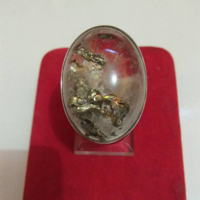 Cincin Batu Akik NATURAL KINYANG/KECUBUNG ES, Buol-Sulawesi Tengah. Kristal fenomena pirit