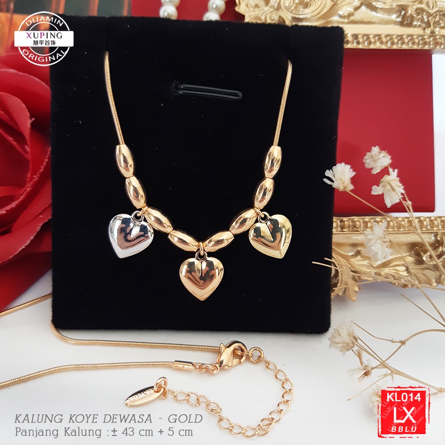 KL 014 Kalung Xuping Ori Kualitas Premium Rantai Belut Tiga Cinta Love Luxx Xuping