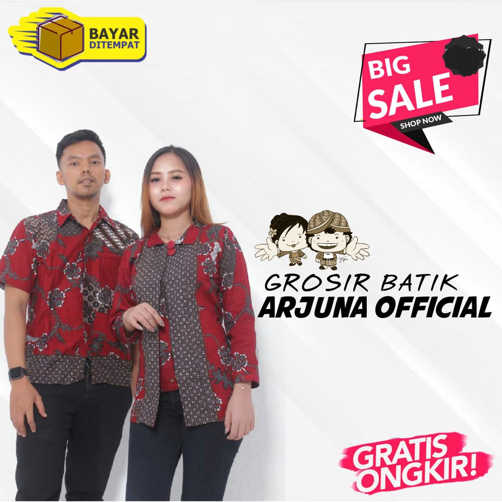 BATIK COUPLE ATASAN HEM PENDEK CEWEK LENGAN PANJANG