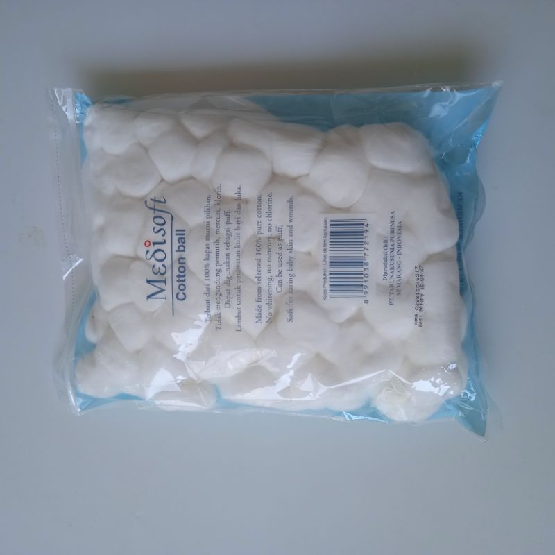 Medisoft Cotton Ball 75 g 75gr / Kapas Bayi Bulat / Medisoft Biru