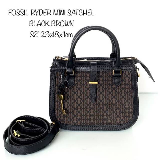 Tas Fossil Ryder Mini Satchel Black Brown Shopee Indonesia