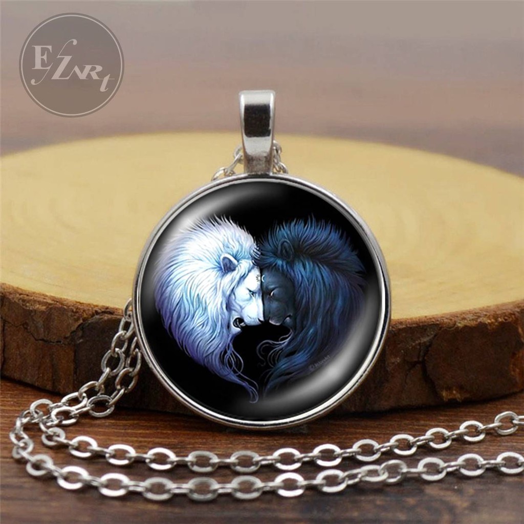 KALUNG LIONTIN YIN YANG TAI CHI TALI KULIT / RANTAI STAINLESS STEEL