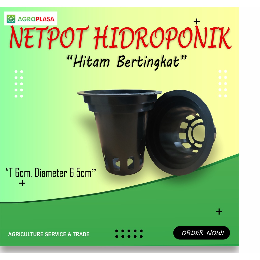 Netpot Bertingkat Tinggi 6cm Diameter 6,5cm Hitam