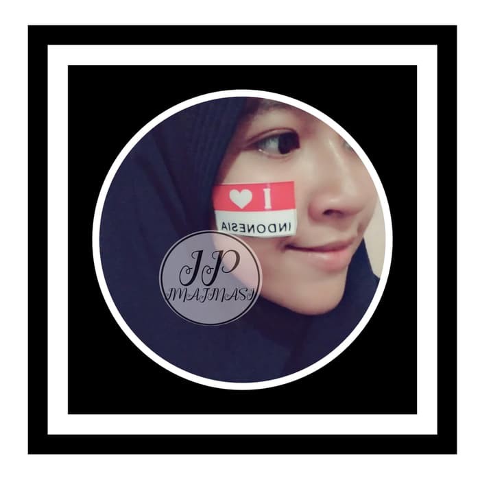 

stiker merah putih - tipe 2kotak tulisan I LOVE INDONESIA - hiasan 17 agustus -stiker suporter