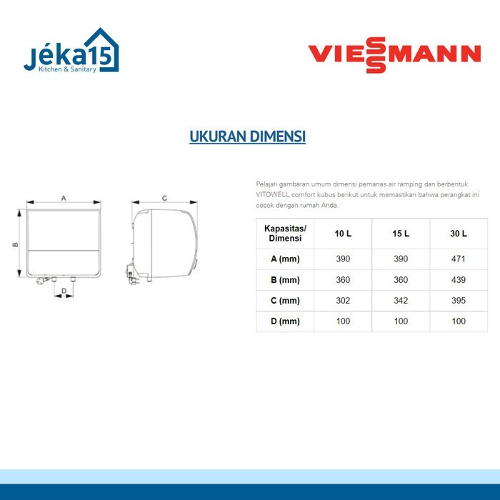 Water Heater Listrik | Viessmann | Vitowell Comfort D1 R15