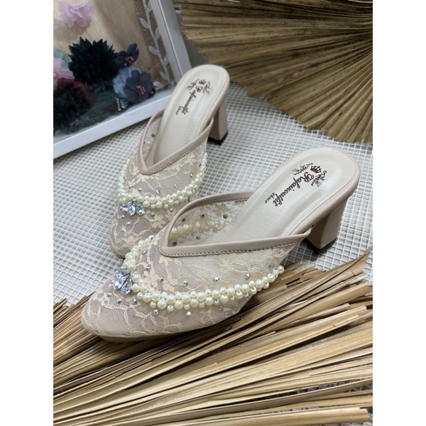 sepatu wanita sepatu wedding v mozza cream tinggi 7cm tahu