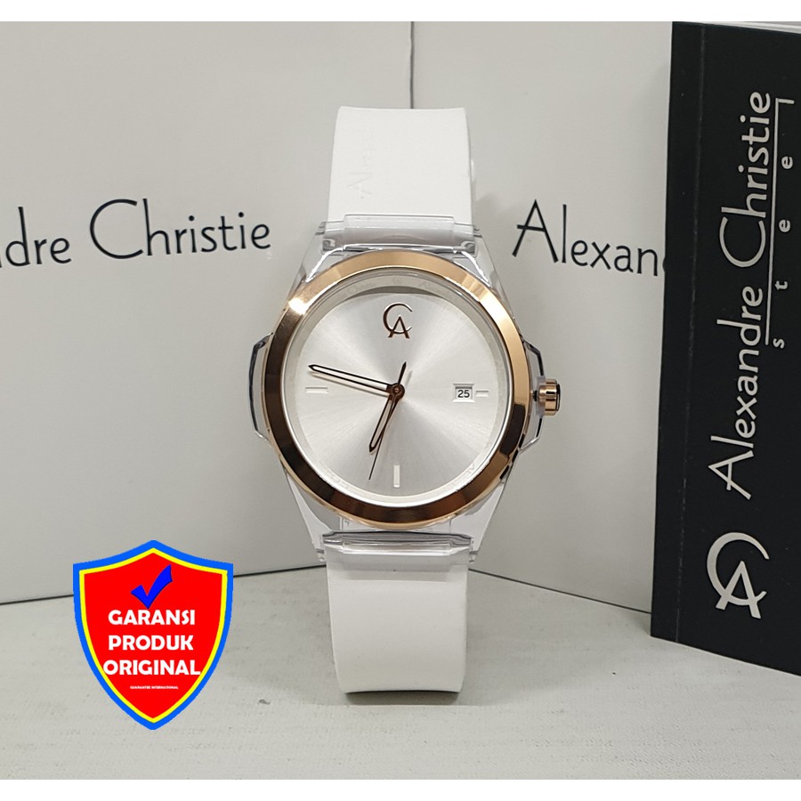 Alexandre Christie Ac2809 Tranparant White Jam Tangan WanitaOriginal Fashion