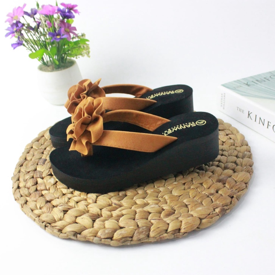 Sandal Wedges Anak Perempuan Motif Bunga Terbaru High Qualitty