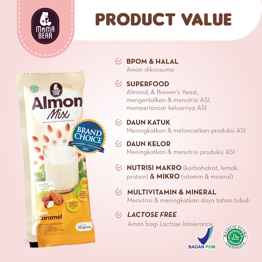 MamaBear AlmonMix Minuman Serbuk Almond Dengan Daun Katuk New