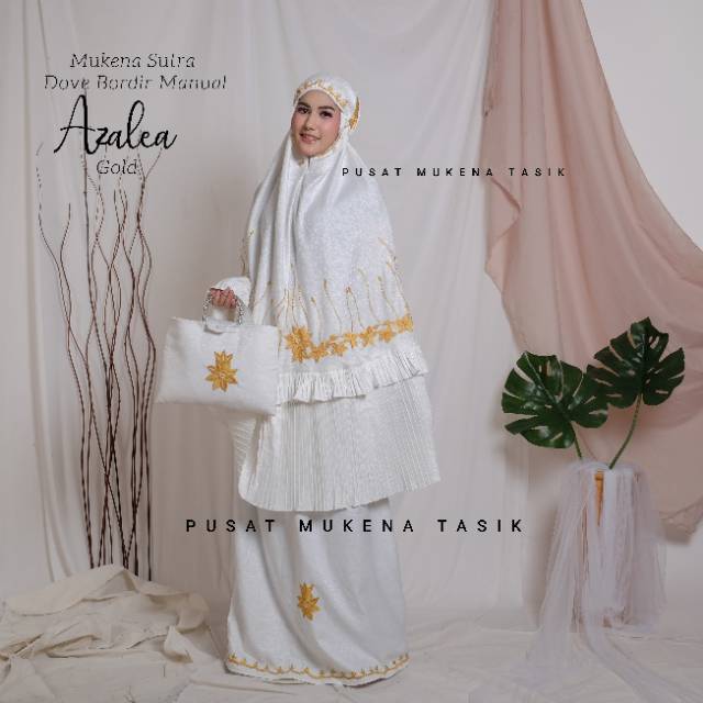 MUKENA PRISKET DEWASA SUTRA DOVE BORDIR MANUAL AZALEA | GROSIR BELI MUKENA PLISKET MURAH AMORA