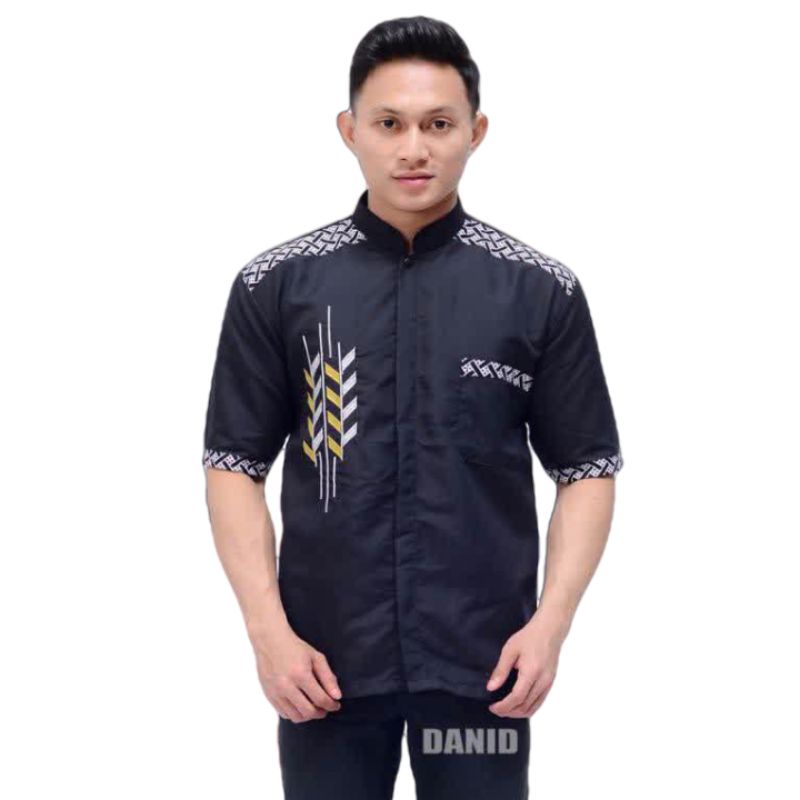 Baju Koko Bordir Pria Lengan pendek