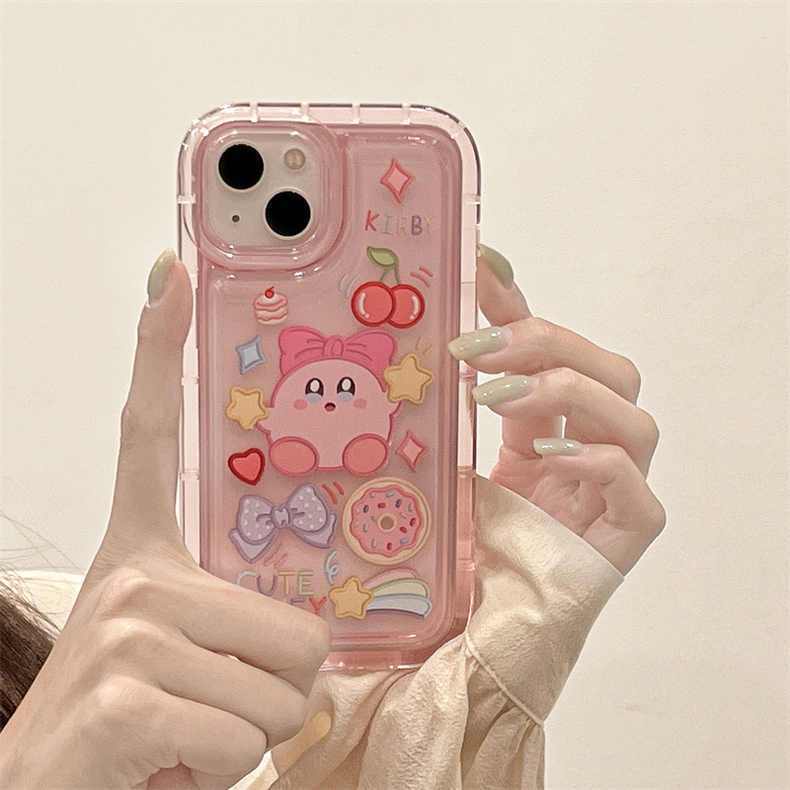 Case Desain Beruang Kirby Strawberry Pink Untuk iPhone 12 13 14 11 Pro Max X Xs Max Xr rdhg