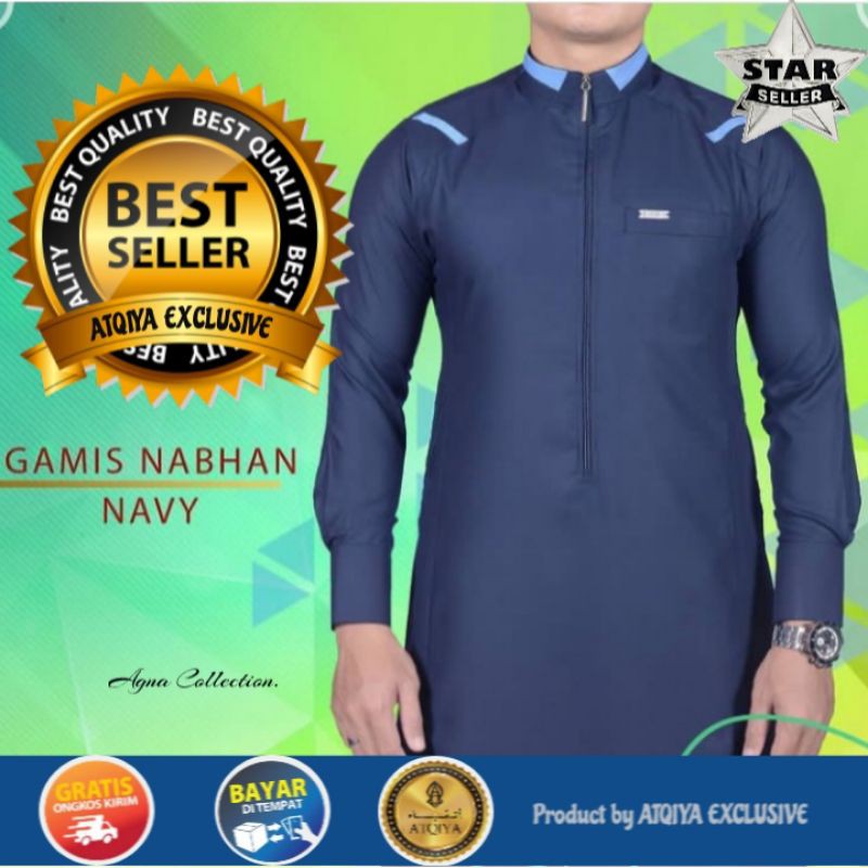 Gamis Atqiya THOBE NABHAN / Jubah Pria Dewasa / Gamis Slimfit / Gamis Elegant , Trendy Dan Kekinian