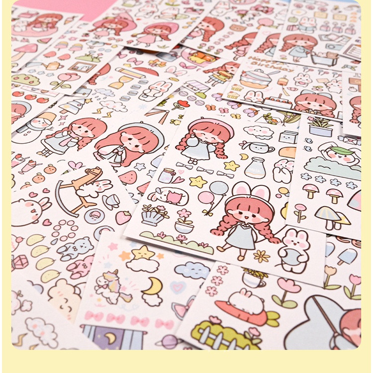 50 Lembar Stiker Kertas Washi Motif Kartun Gaya Jepang Untuk Dekorasi Scrapbook / Jurnal DIY