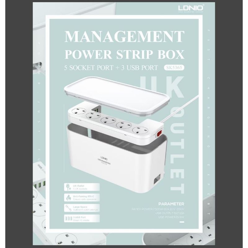 Management Box LDNIO SC5309 Stop kontak 5soket power 3usb 2500watt