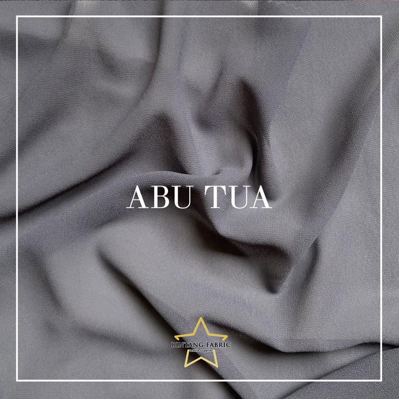 Bahan Kain Ceruti Ceruty Baby doll Premium 1/2 meter-Abu Tua