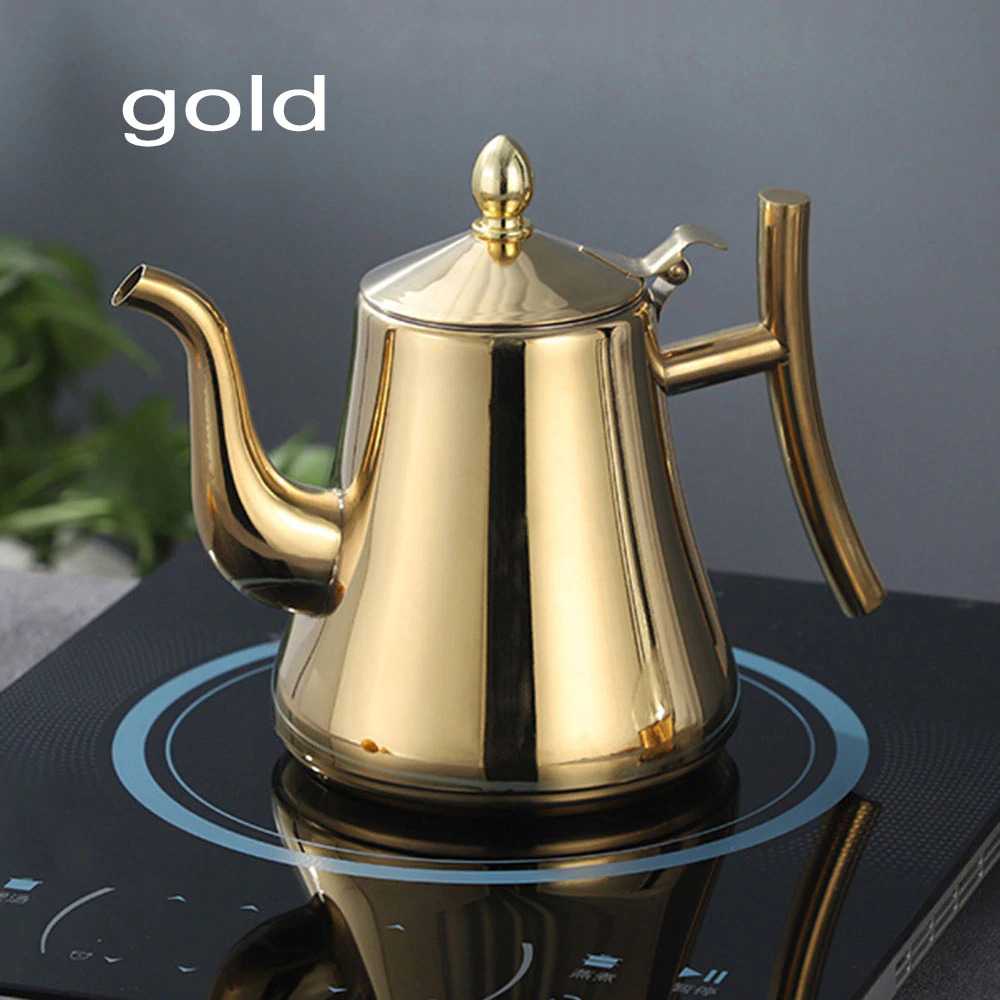 Teko Stainless Teko Kopi Kettle Coffee V60 Leher Angsa Warna Gold 2.4L