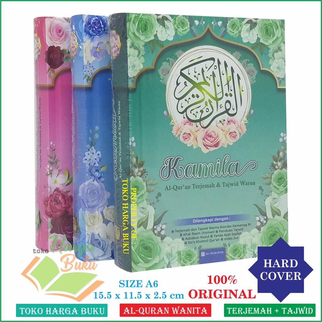 Al-Quran Kamila A6 HC Al-Qur'an Muslimah Terjemah Tajwid Warna Mushaf Wanita Khat Rasm Utsmani Penerbit Al-Mubarok