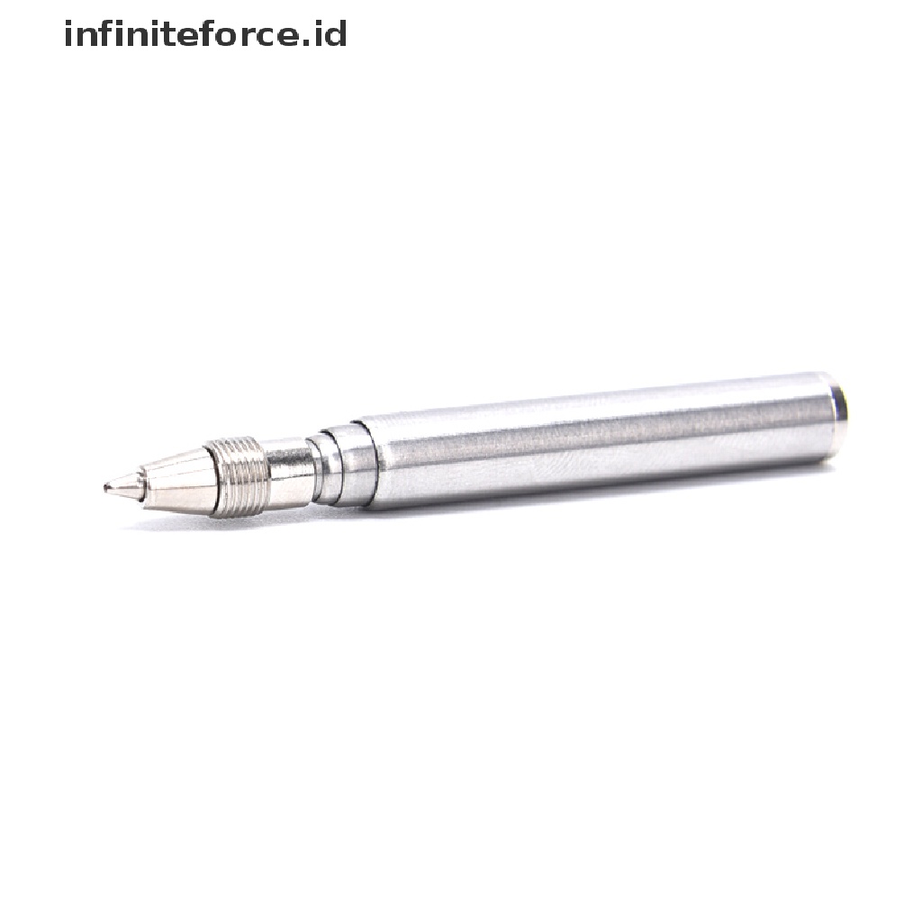 Infiniteforce.id Gantungan Kunci Bentuk Pulpen Teleskopik Bahan Stainless Steel Untuk Tanda Tangan / Darurat